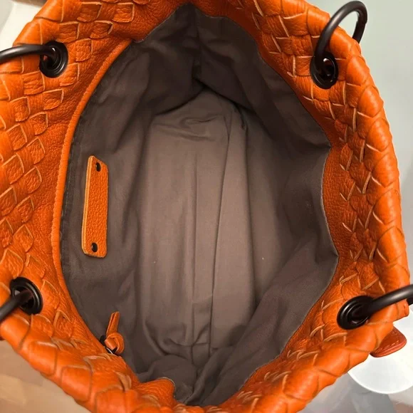 Bottega Veneta Orange Woven Leather Tote - Picture 11 of 15